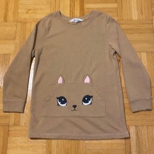H&M girls 6-7 tan kitty cat sweater cute